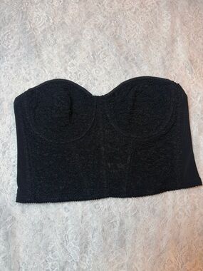 Vintage La Lingerie Black Lace Bustier Corset Top L